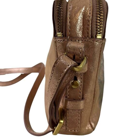 Fossil Womens Small Rose Gold Crossbody Purse Shoulder Bag Leather "Stained" - Picture 12 of 16